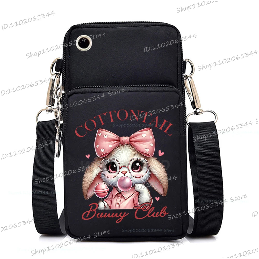 2025 Zipper Mobile Phone Bag Cartoon Rabbit Graphics Women's Shoulder Purses And Handbags Girls Fashion Easter Crossbody Bags