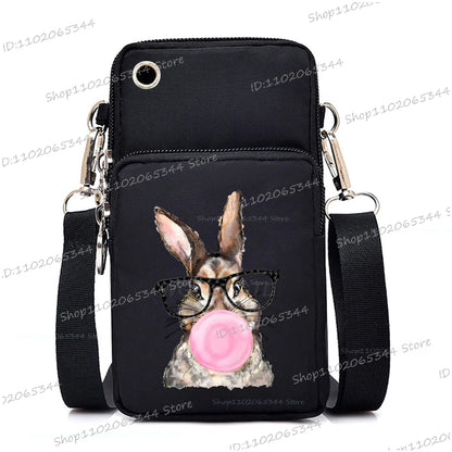 2025 Zipper Mobile Phone Bag Cartoon Rabbit Graphics Women's Shoulder Purses And Handbags Girls Fashion Easter Crossbody Bags