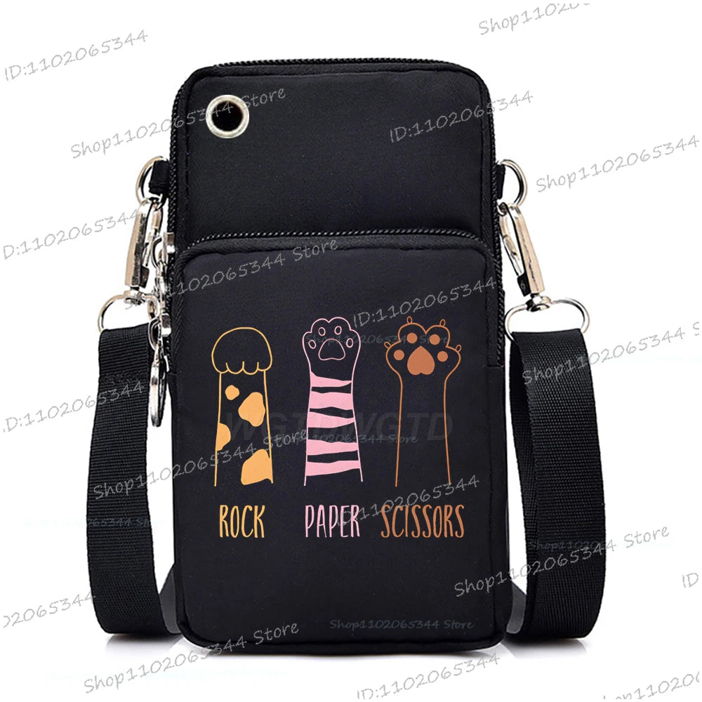 Mini Mobile Phone Bag Women Funny Dog and Cat Pattern Crossbody Bags Fashion Animal Lover Coin Neck Hanging Teen Shoulder Bags