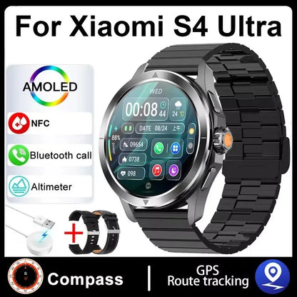 New For Xiaomi S4 Ultra Outdoor Sports Smart Watch Men 1.53 inch AMOLED NFC GPS Compass Heart rate Waterproof BT Call Smartwatch