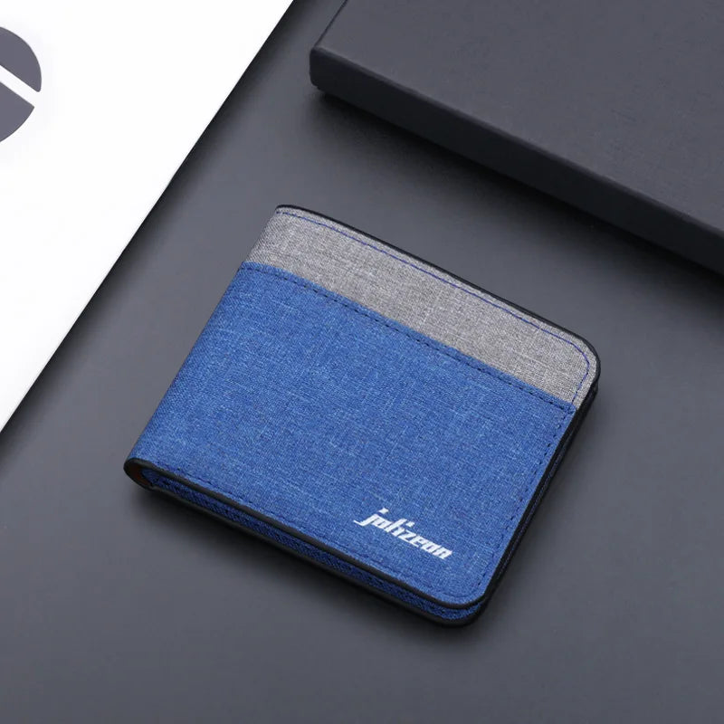 Canvas Men Wallet Black/blue/gray Card Holder Wallet Male Money Bag ID/photo/bank Holder Short Purse Credit Card Case Bag