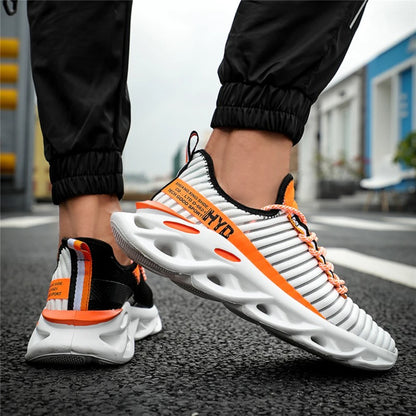 Men's Running Shoes Mesh Knitted Breathable Anti-Slippery Ultralight Multicolored Sneakers Male Outdoor Jogging Size 39-48