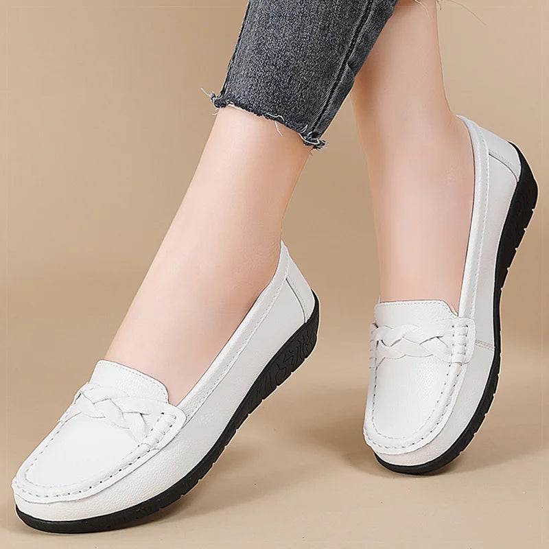 Shoes Women Slip On Casual Flats For Women's Loafer Soft Leather Zapatos De Mujer 2025 Flat Shoes Women Footwear White Shoes