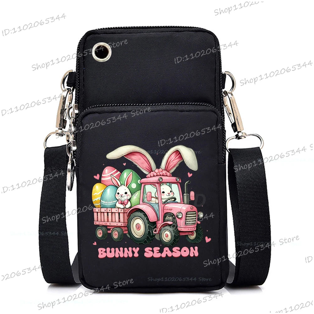 2025 Zipper Mobile Phone Bag Cartoon Rabbit Graphics Women's Shoulder Purses And Handbags Girls Fashion Easter Crossbody Bags