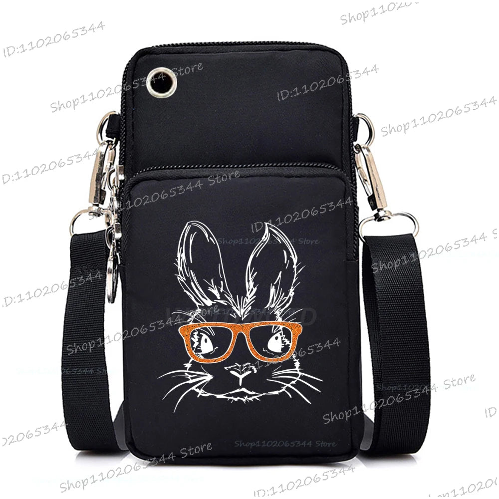 2025 Zipper Mobile Phone Bag Cartoon Rabbit Graphics Women's Shoulder Purses And Handbags Girls Fashion Easter Crossbody Bags