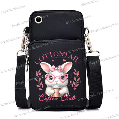 2025 Zipper Mobile Phone Bag Cartoon Rabbit Graphics Women's Shoulder Purses And Handbags Girls Fashion Easter Crossbody Bags