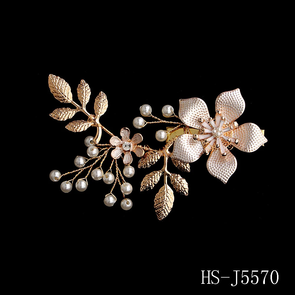 Alloy Flower Gold Hairpins for Women Fashion Classic Hair Clips Headdress Hair Accessories Elegant Dresses Headpieces