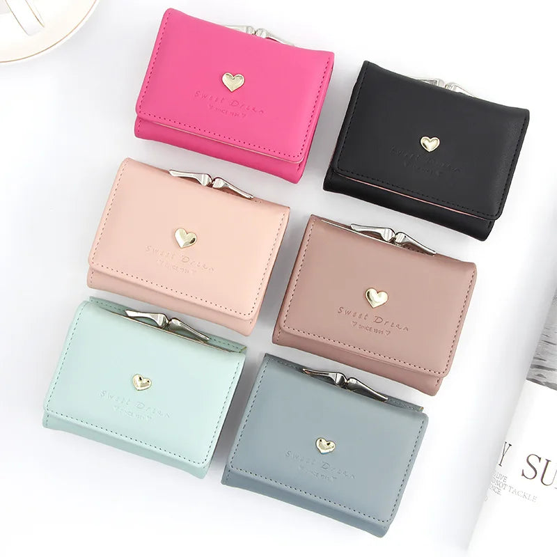 Small Women Wallet loving heart Short Women's Wallet Card Holder Girls Mini Woman Fashion Lady Coin Purse for Female Clutch Bag