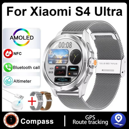 New For Xiaomi S4 Ultra Outdoor Sports Smart Watch Men 1.53 inch AMOLED NFC GPS Compass Heart rate Waterproof BT Call Smartwatch