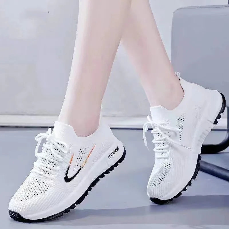 Women Casual Sneakers  Mesh Breathable Lightweight Sports Flat Shoes Soft Sole Comfy Outdoor Running Versatile 2024 Summer