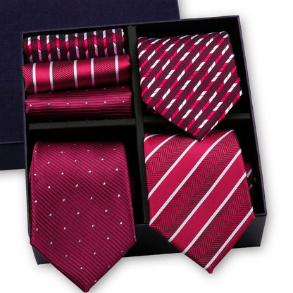 Luxury Men's Tie 3 Sets In Gift Box Paisley Striped Necktie Handkerchief For Men Gravata Wedding Formal Clothing Accessories