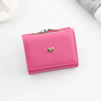 Small Women Wallet loving heart Short Women's Wallet Card Holder Girls Mini Woman Fashion Lady Coin Purse for Female Clutch Bag