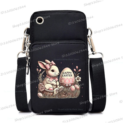 2025 Zipper Mobile Phone Bag Cartoon Rabbit Graphics Women's Shoulder Purses And Handbags Girls Fashion Easter Crossbody Bags