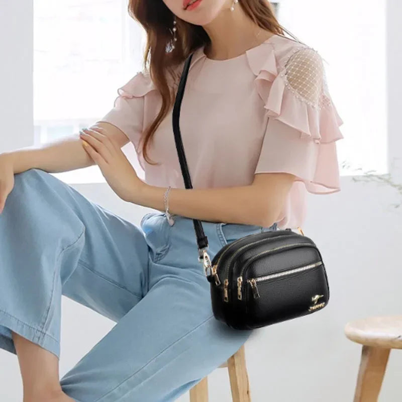 High Quality Soft Leather Purse Fashion Women Shoulder Messenger Bag Multi-pocket Wear-resistant Bag Luxury Ladies Handbag Sac