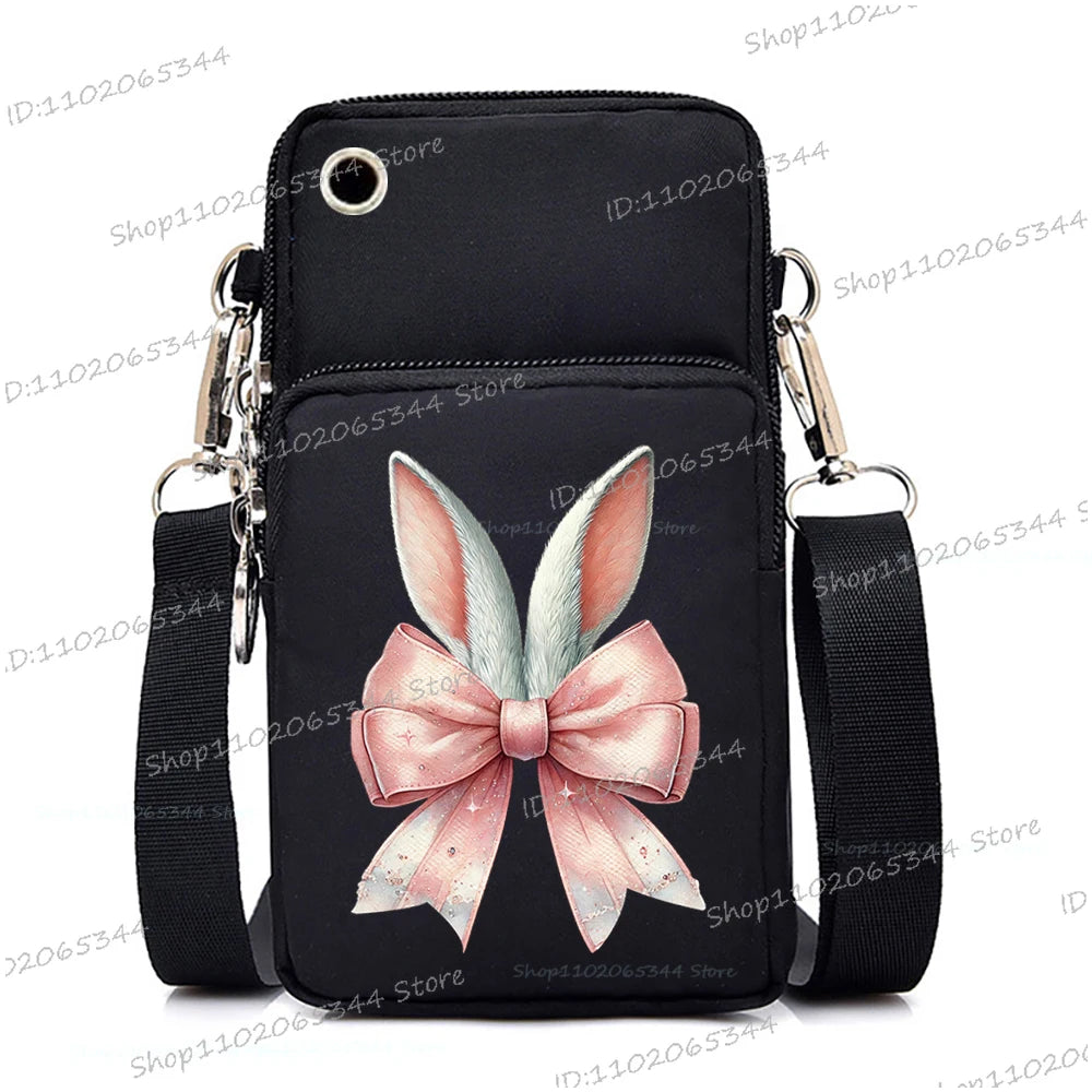 2025 Zipper Mobile Phone Bag Cartoon Rabbit Graphics Women's Shoulder Purses And Handbags Girls Fashion Easter Crossbody Bags