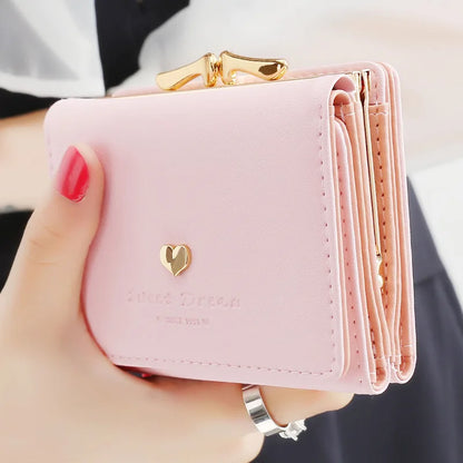 Small Women Wallet loving heart Short Women's Wallet Card Holder Girls Mini Woman Fashion Lady Coin Purse for Female Clutch Bag