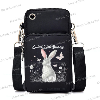 2025 Zipper Mobile Phone Bag Cartoon Rabbit Graphics Women's Shoulder Purses And Handbags Girls Fashion Easter Crossbody Bags