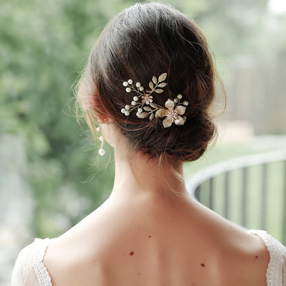 Alloy Flower Gold Hairpins for Women Fashion Classic Hair Clips Headdress Hair Accessories Elegant Dresses Headpieces