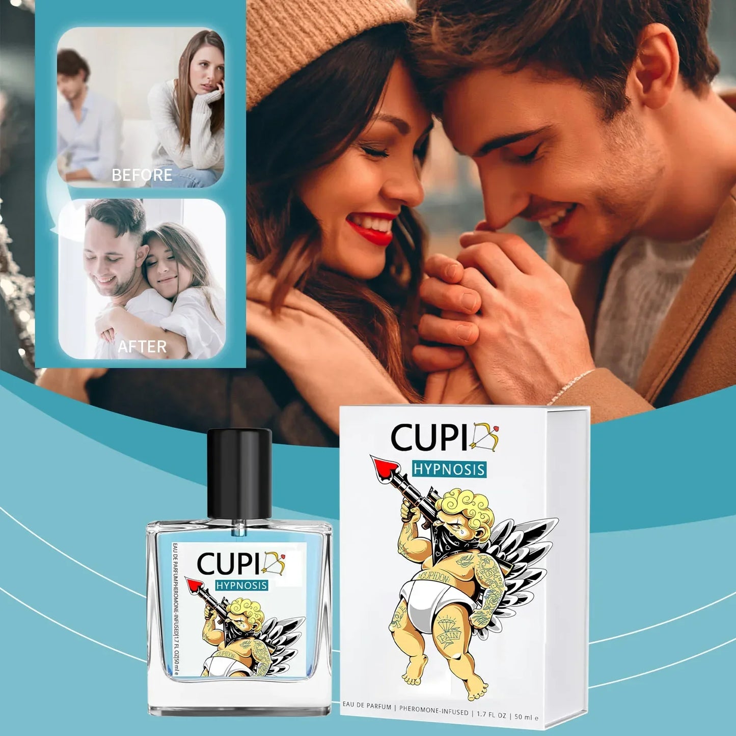 50ML Cupid Hypnosis Perfume Long Lasting Pheromone Fragrance Perfume Cologne for Men and Women Light  Cologne Fragrance