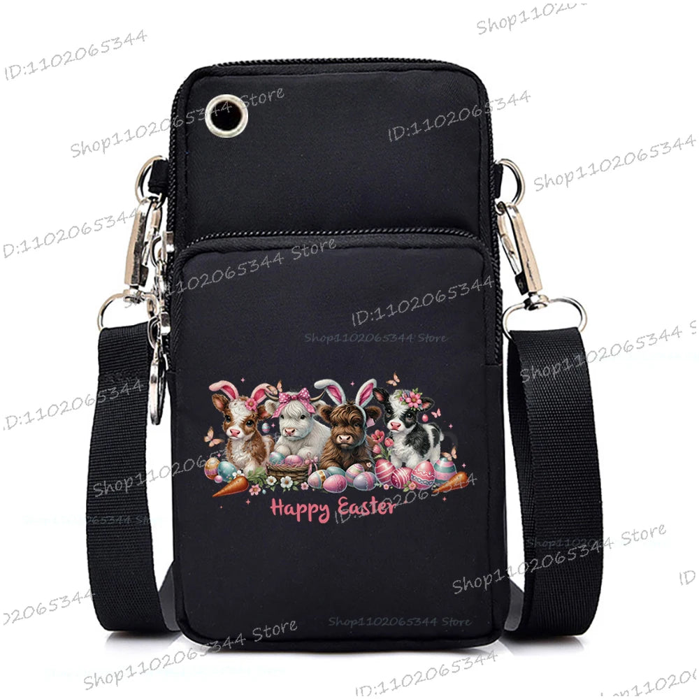 2025 Zipper Mobile Phone Bag Cartoon Rabbit Graphics Women's Shoulder Purses And Handbags Girls Fashion Easter Crossbody Bags