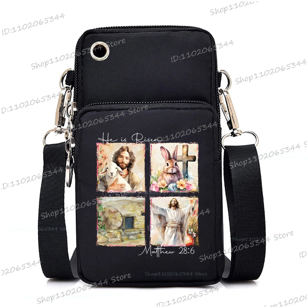 2025 Zipper Mobile Phone Bag Cartoon Rabbit Graphics Women's Shoulder Purses And Handbags Girls Fashion Easter Crossbody Bags