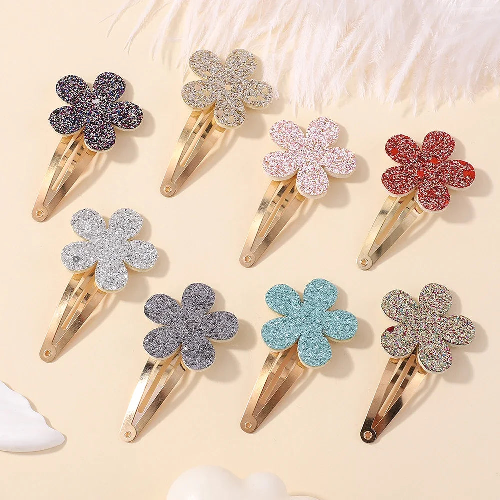 16Pcs Geometric  Hair Clip Glitter DropletColorful Gradient Children Bangs BB Alloy Hairpins Girls Headclips  Hair Accessories