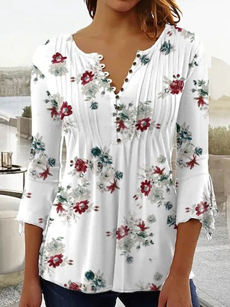 Fashion women shirt Casual loose long-sleeved shirt women Elegant printed temperament tops Women