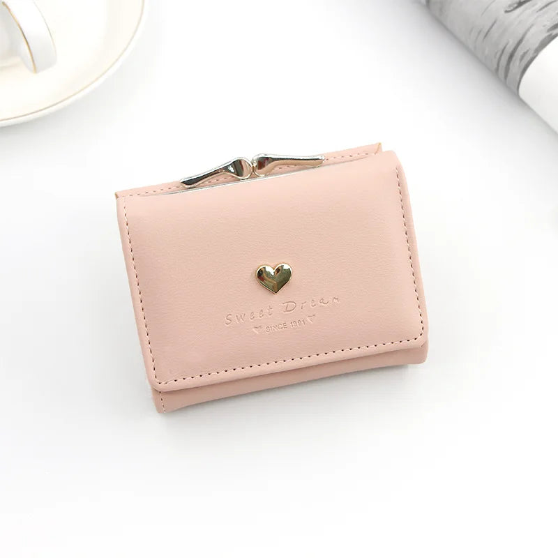 Small Women Wallet loving heart Short Women's Wallet Card Holder Girls Mini Woman Fashion Lady Coin Purse for Female Clutch Bag