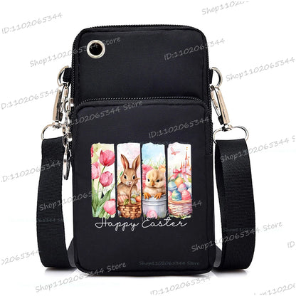 2025 Zipper Mobile Phone Bag Cartoon Rabbit Graphics Women's Shoulder Purses And Handbags Girls Fashion Easter Crossbody Bags