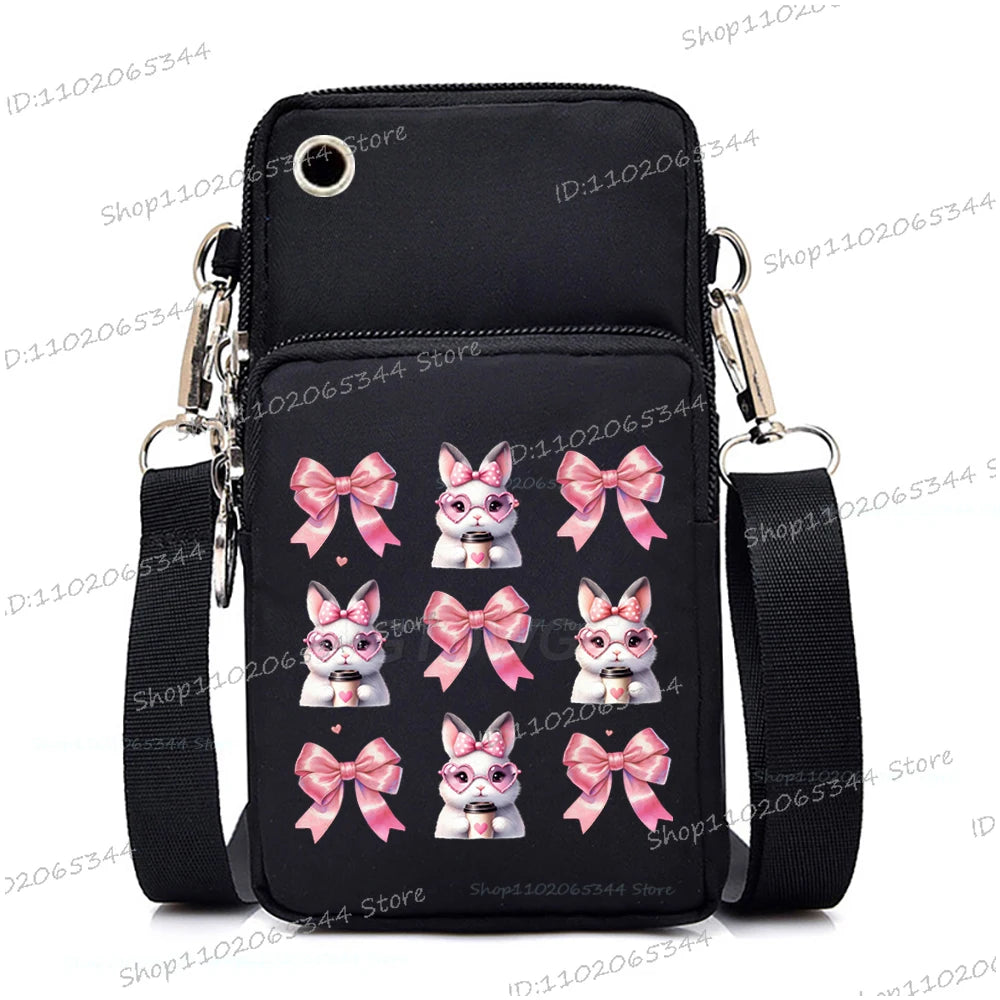 2025 Zipper Mobile Phone Bag Cartoon Rabbit Graphics Women's Shoulder Purses And Handbags Girls Fashion Easter Crossbody Bags