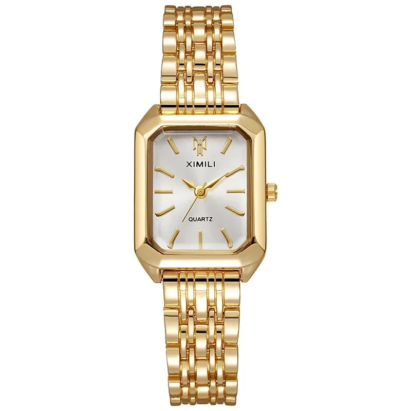 2025 Hot Brand Stainless Steel Strap Watch Women Luxury Gift Quartz Wristwatch Student Fashion Simple Square Quartz Watches