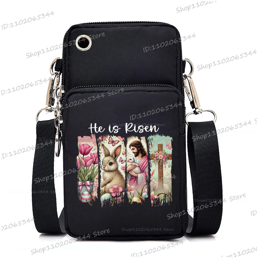 2025 Zipper Mobile Phone Bag Cartoon Rabbit Graphics Women's Shoulder Purses And Handbags Girls Fashion Easter Crossbody Bags