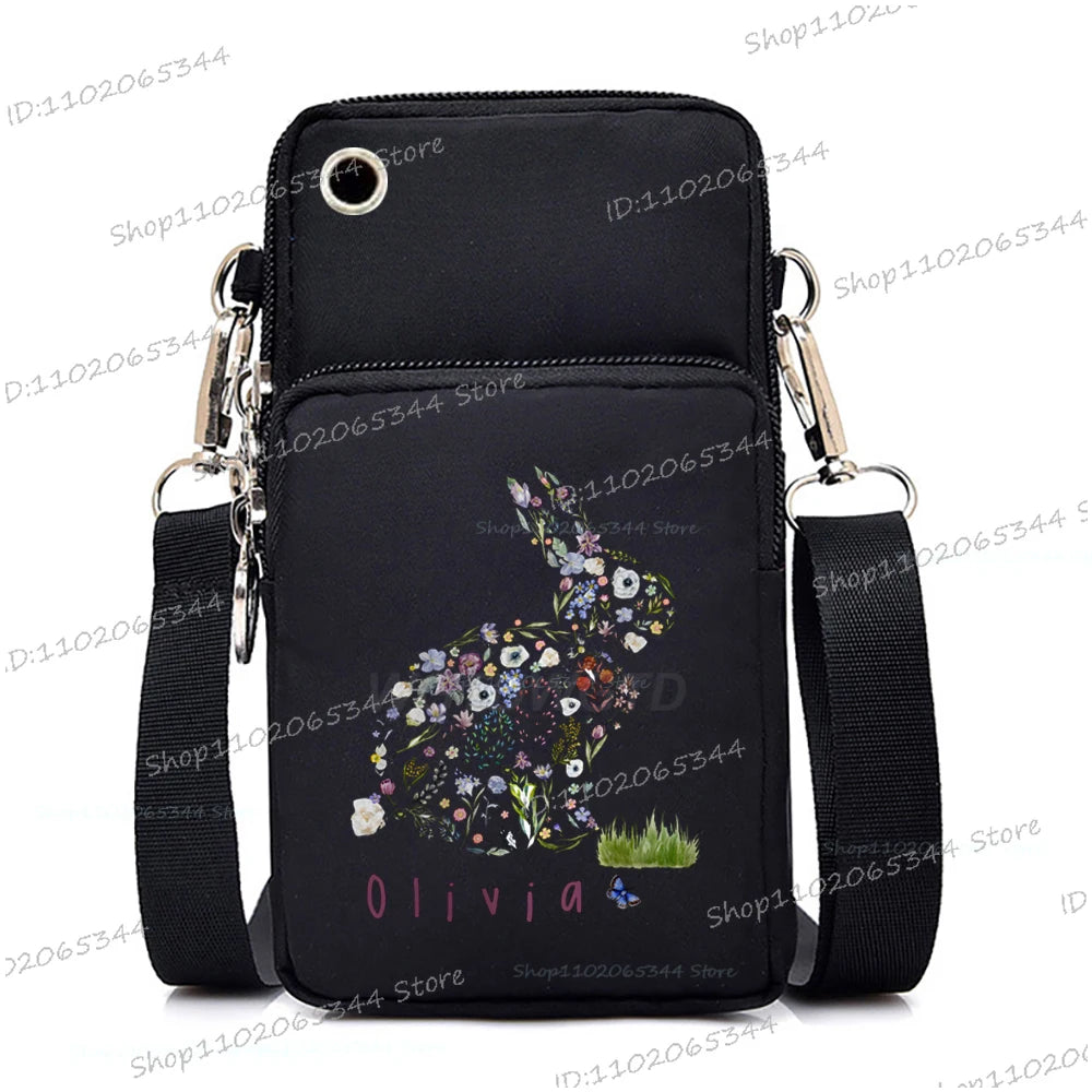 2025 Zipper Mobile Phone Bag Cartoon Rabbit Graphics Women's Shoulder Purses And Handbags Girls Fashion Easter Crossbody Bags