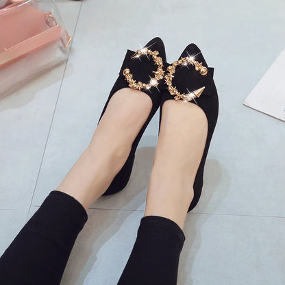 Spring and Autumn Casual Fashion Pointed Toe Comfortable Non-slip Wear-resistant Simple Metal Decorative Women's Shoes