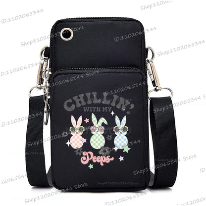 2025 Zipper Mobile Phone Bag Cartoon Rabbit Graphics Women's Shoulder Purses And Handbags Girls Fashion Easter Crossbody Bags