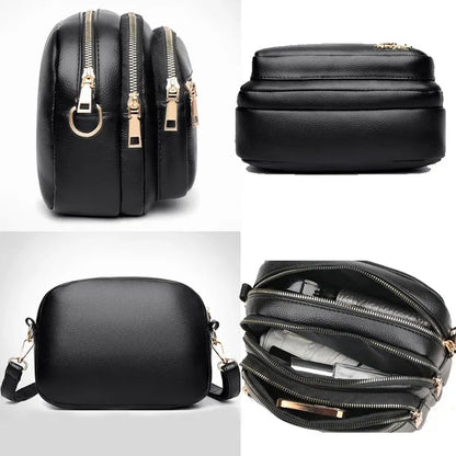 High Quality Soft Leather Purse Fashion Women Shoulder Messenger Bag Multi-pocket Wear-resistant Bag Luxury Ladies Handbag Sac