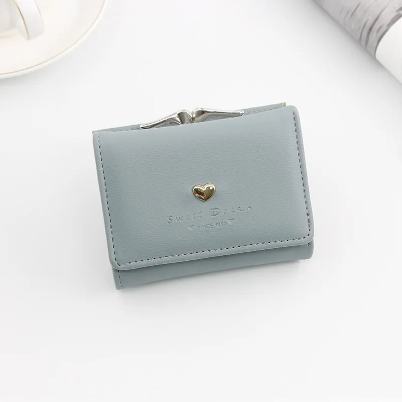 Small Women Wallet loving heart Short Women's Wallet Card Holder Girls Mini Woman Fashion Lady Coin Purse for Female Clutch Bag