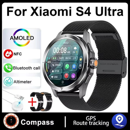 New For Xiaomi S4 Ultra Outdoor Sports Smart Watch Men 1.53 inch AMOLED NFC GPS Compass Heart rate Waterproof BT Call Smartwatch