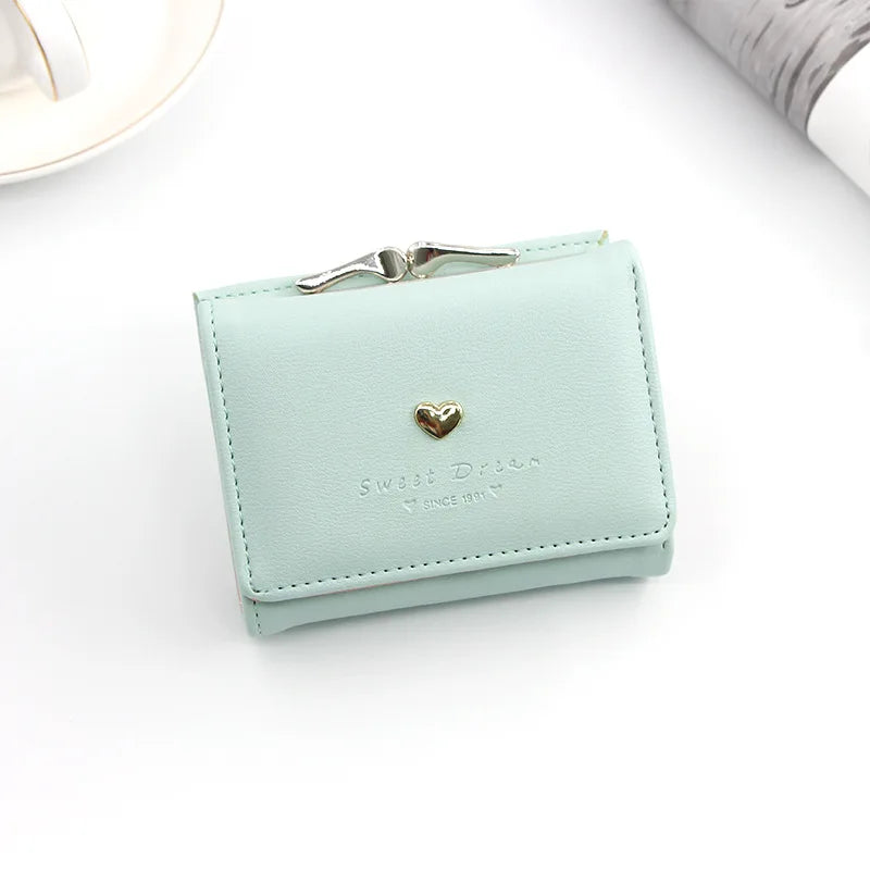 Small Women Wallet loving heart Short Women's Wallet Card Holder Girls Mini Woman Fashion Lady Coin Purse for Female Clutch Bag