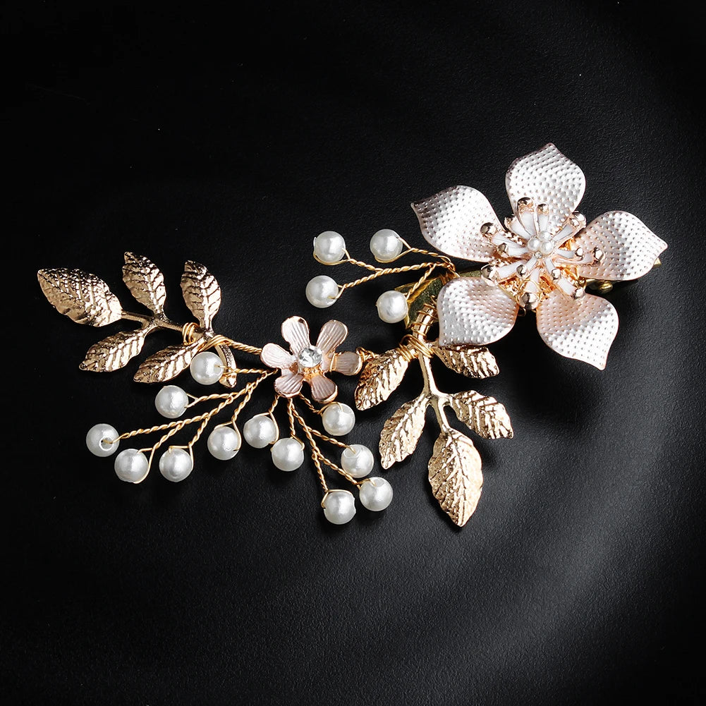 Alloy Flower Gold Hairpins for Women Fashion Classic Hair Clips Headdress Hair Accessories Elegant Dresses Headpieces