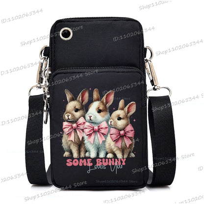 2025 Zipper Mobile Phone Bag Cartoon Rabbit Graphics Women's Shoulder Purses And Handbags Girls Fashion Easter Crossbody Bags