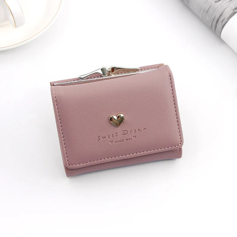 Small Women Wallet loving heart Short Women's Wallet Card Holder Girls Mini Woman Fashion Lady Coin Purse for Female Clutch Bag