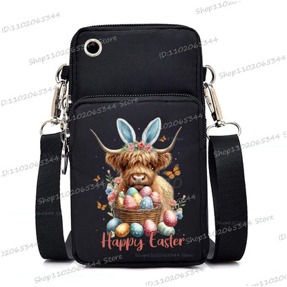 2025 Zipper Mobile Phone Bag Cartoon Rabbit Graphics Women's Shoulder Purses And Handbags Girls Fashion Easter Crossbody Bags