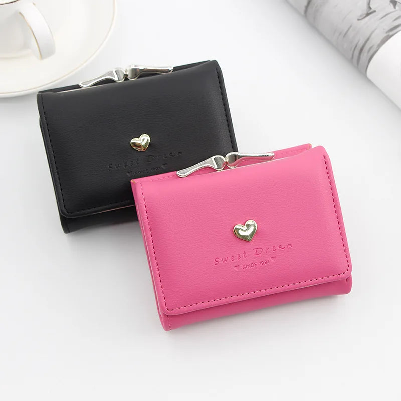 Small Women Wallet loving heart Short Women's Wallet Card Holder Girls Mini Woman Fashion Lady Coin Purse for Female Clutch Bag